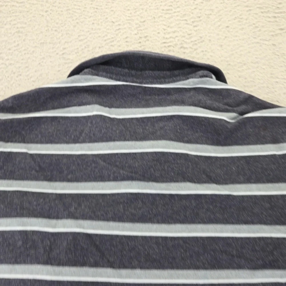 Banana Republic Shirt Mens Large Blue Striped Long Sleeve Polo Pocket Stretch